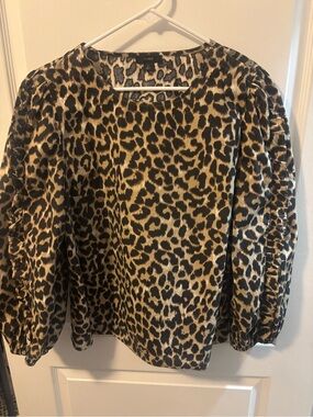 JCrew leopard blouse cotton large